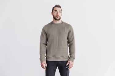 Nobull Quilted Crew Men's Pullover Light Brown | Australia (FR9623)